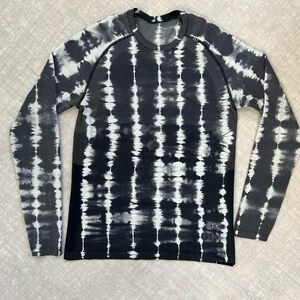 Lululemon Men’s Metal Vent Tech Long Sleeve Shirt Black/White Shibori Dye S